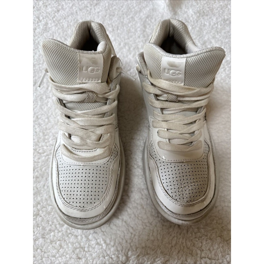 UGG White Leather Platform Chunky Sneakers 1111336 Womens Size 11